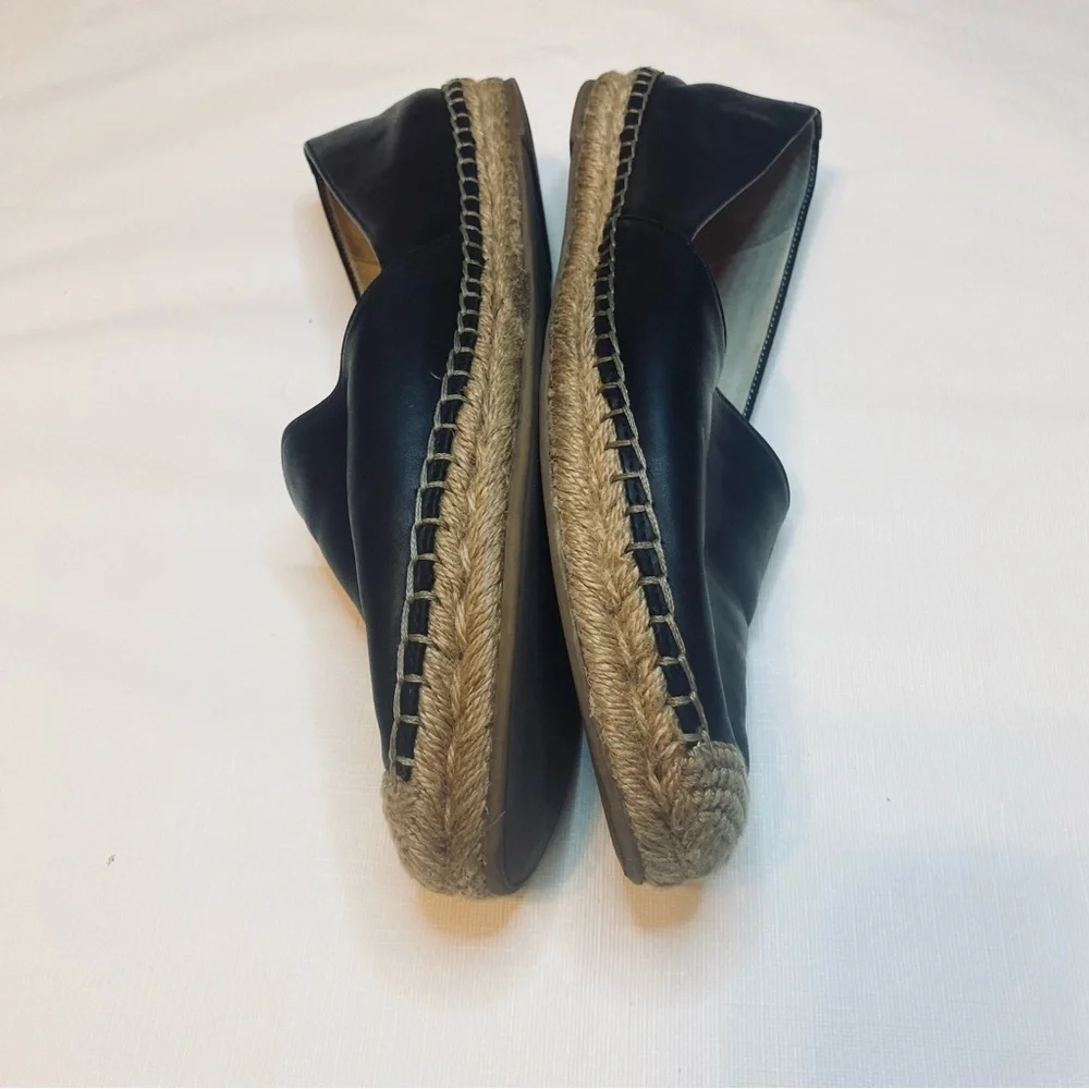 Sam Edelman Black Leather Espadrilles with Tan Accents